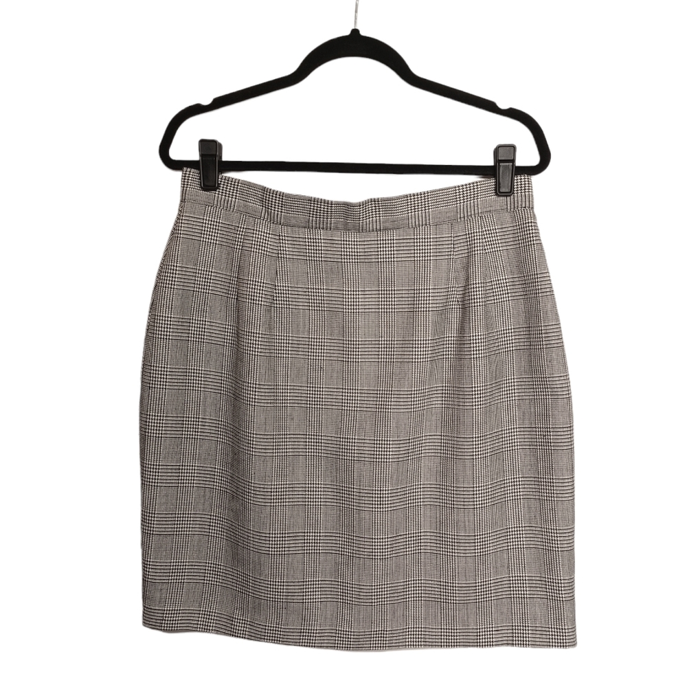 VTG NYCC Black White Houndstooth Plaid Print Mini Skirt 16 XL